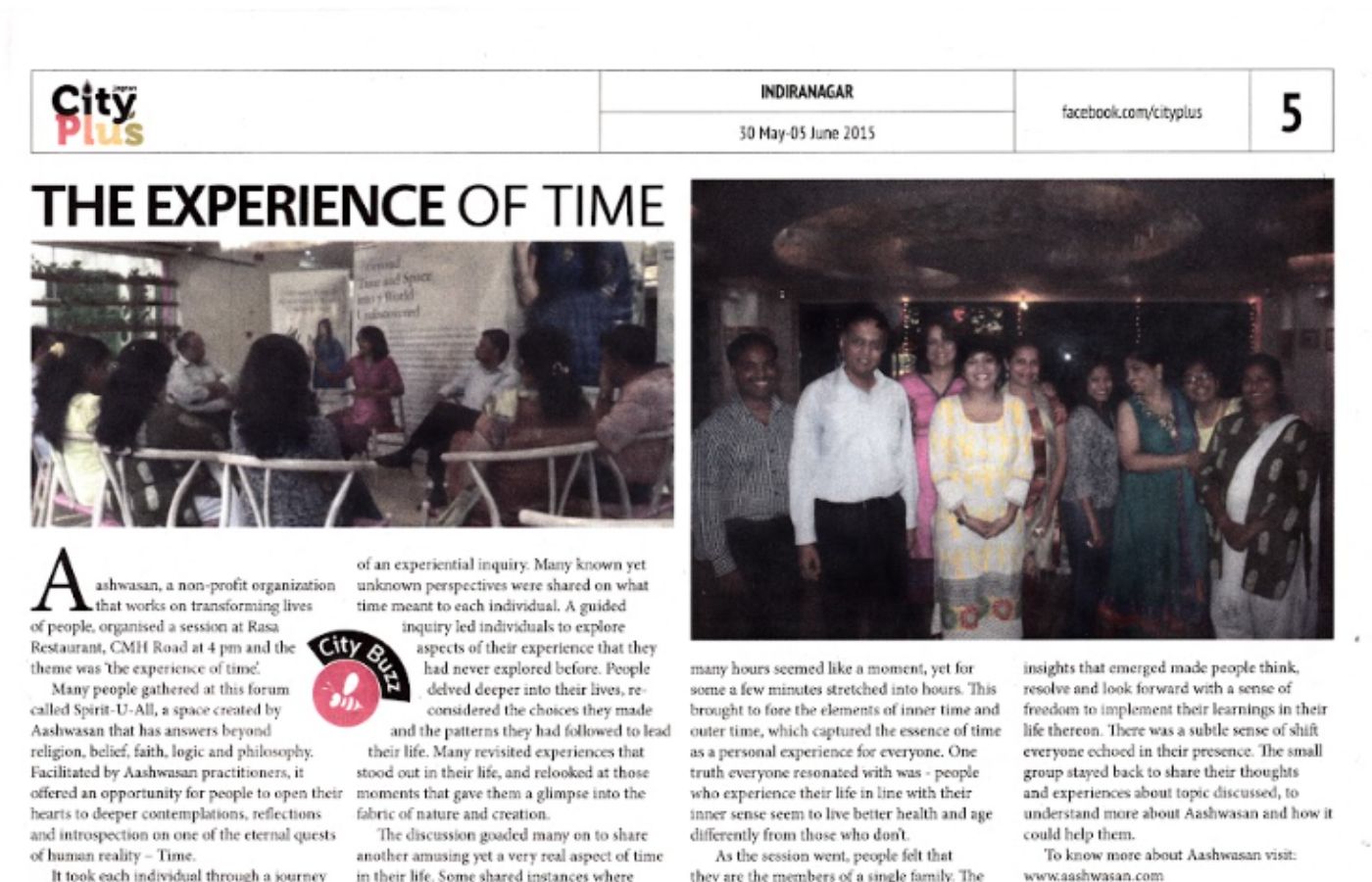 The Experience of Time at Cityplus on 30th May to 5th Jun 2015